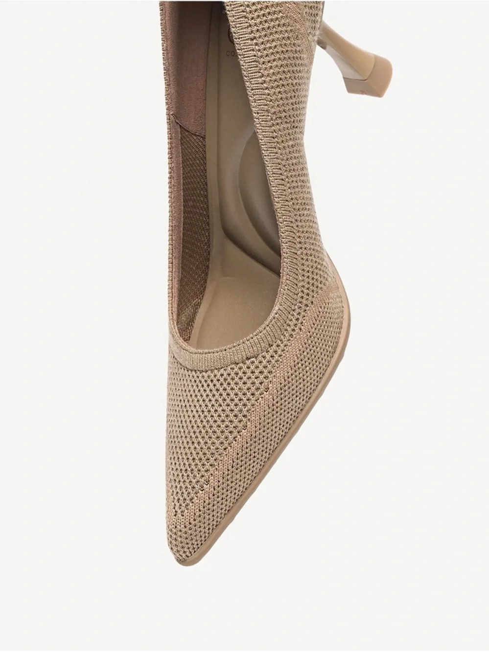 Knit Pointed-Toe Pumps in Taupe - Picture 5 of 13